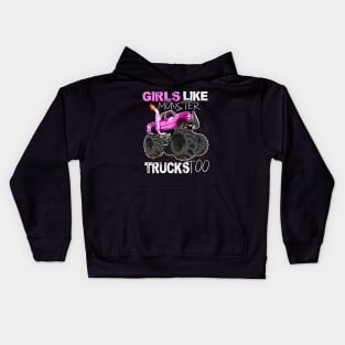 girls like monster trucks too Kids Hoodie